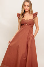 TUSCAN SUNSET WOVEN MIDI DRESS