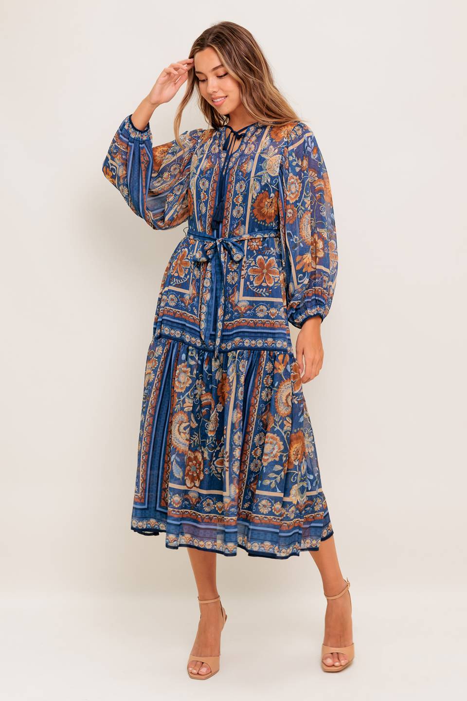 BOHEMIAN TAPESTRY WOVEN MIDI DRESS