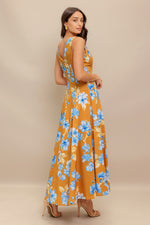 SKYBLOSSOM RUSH WOVEN MIDI DRESS