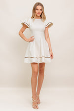 CREAM MILK TEA WOVEN MINI DRESS