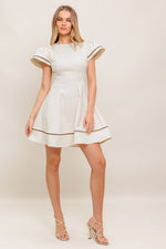 CREAM MILK TEA WOVEN MINI DRESS
