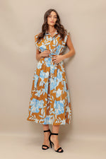 ISLAND FLARE WOVEN MIDI DRESS