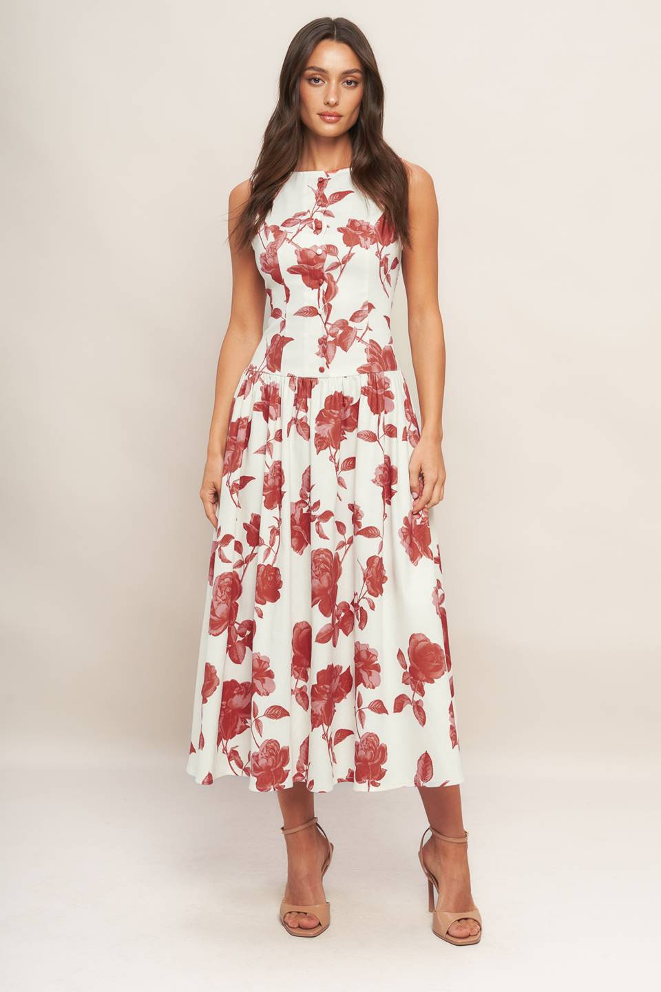 ROMA FLORAL WOVEN MIDI DRESS