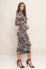 MUTED ROMANCE POWER MESH MIDI DRESS