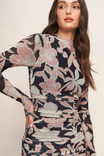 MUTED ROMANCE POWER MESH MIDI DRESS