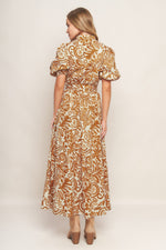 CINNAMON GARDEN WOVEN MIDI DRESS