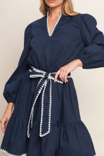 URBAN NOIR NAVY WOVEN MINI DRESS