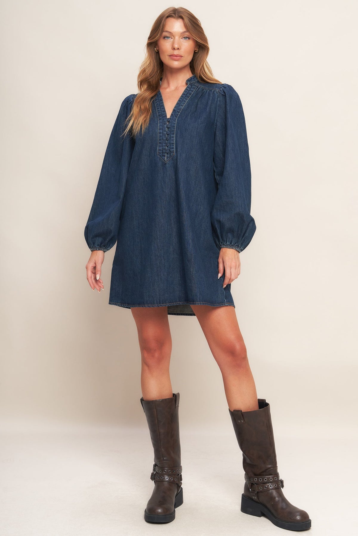 CANYON BREEZE DENIM MINI DRESS