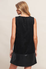 CITY SLEEKFAUX SUEDE AND LEATHER SHIFT DRESS