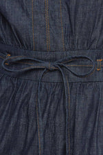 POWER DENIM GODDESS DARK INDIGO MIDI DRESS