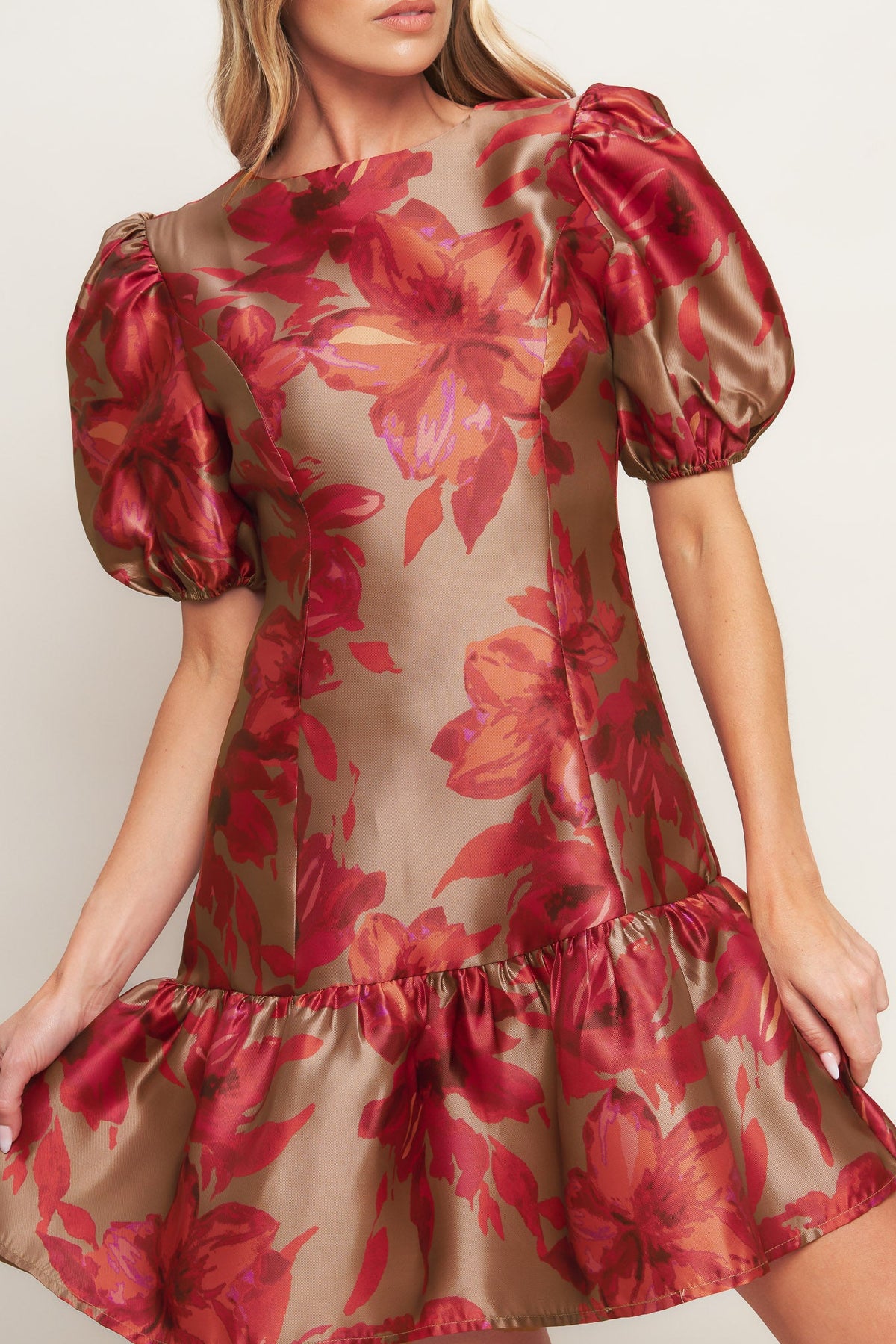 GARDENIA FIRE WOVEN MINI DRESS