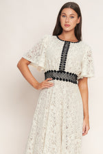 PETITE LUNE WOVEN LACE MIDI DRESS