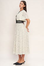PETITE LUNE WOVEN LACE MIDI DRESS