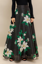 ELEGANT WILDFLOWER WOVEN MAXI SKIRT