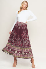 AZTEC CHERRY WOVEN MIDI SKIRT