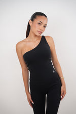 I Am Wealthy Black One Shoulder Top