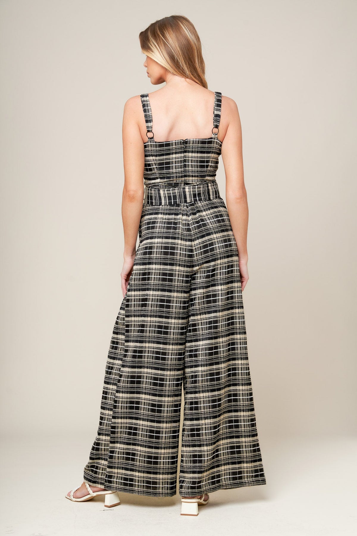 SAND DUNE WOVEN PLAID JUMPSUIT