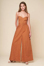 ELEVATED ICON BROWN WOVEN JUMPSUIT