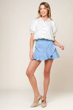 MOMENT OF CLARITY LIGHT INDIGO WOVEN SKORT