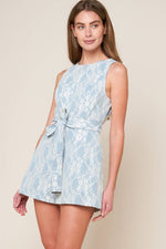 MOMENT MAKER DENIM BLUE WOVEN ROMPER