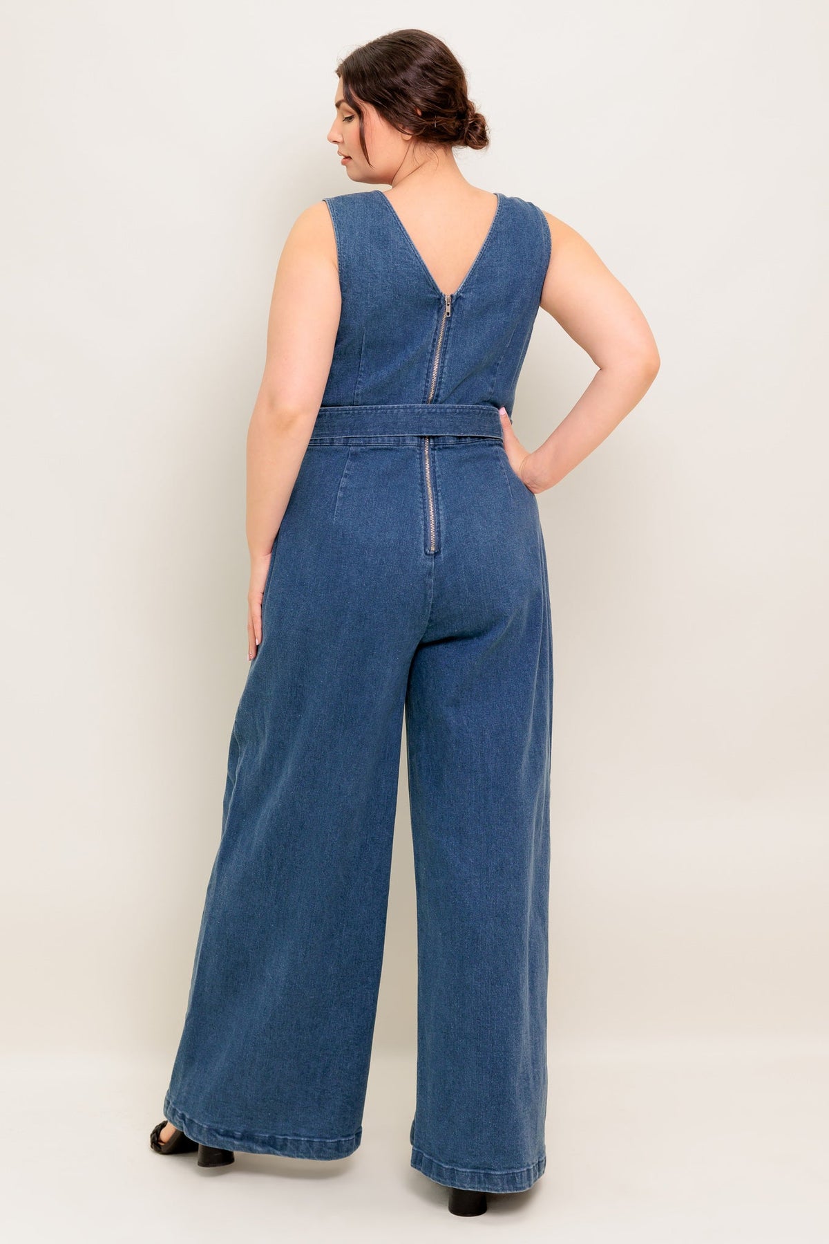 WHERE THE NIGHT MEDIUM INDIGO DENIM JUMPSUIT