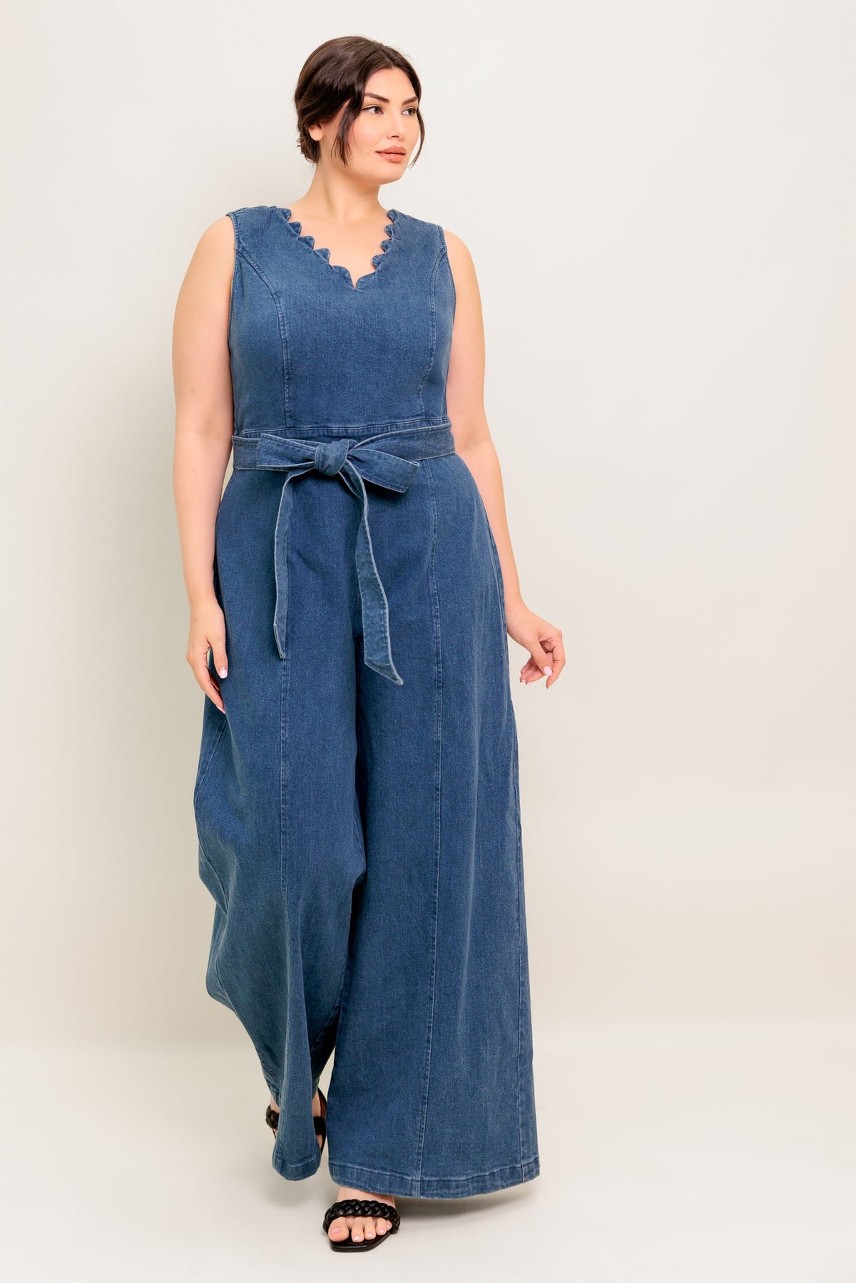 WHERE THE NIGHT MEDIUM INDIGO DENIM JUMPSUIT