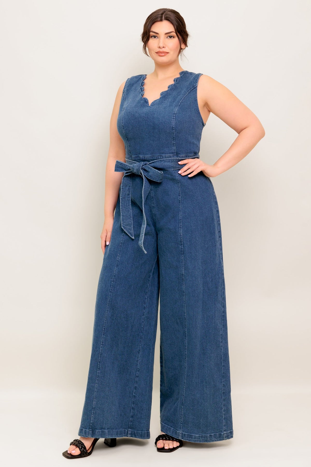 WHERE THE NIGHT MEDIUM INDIGO DENIM JUMPSUIT