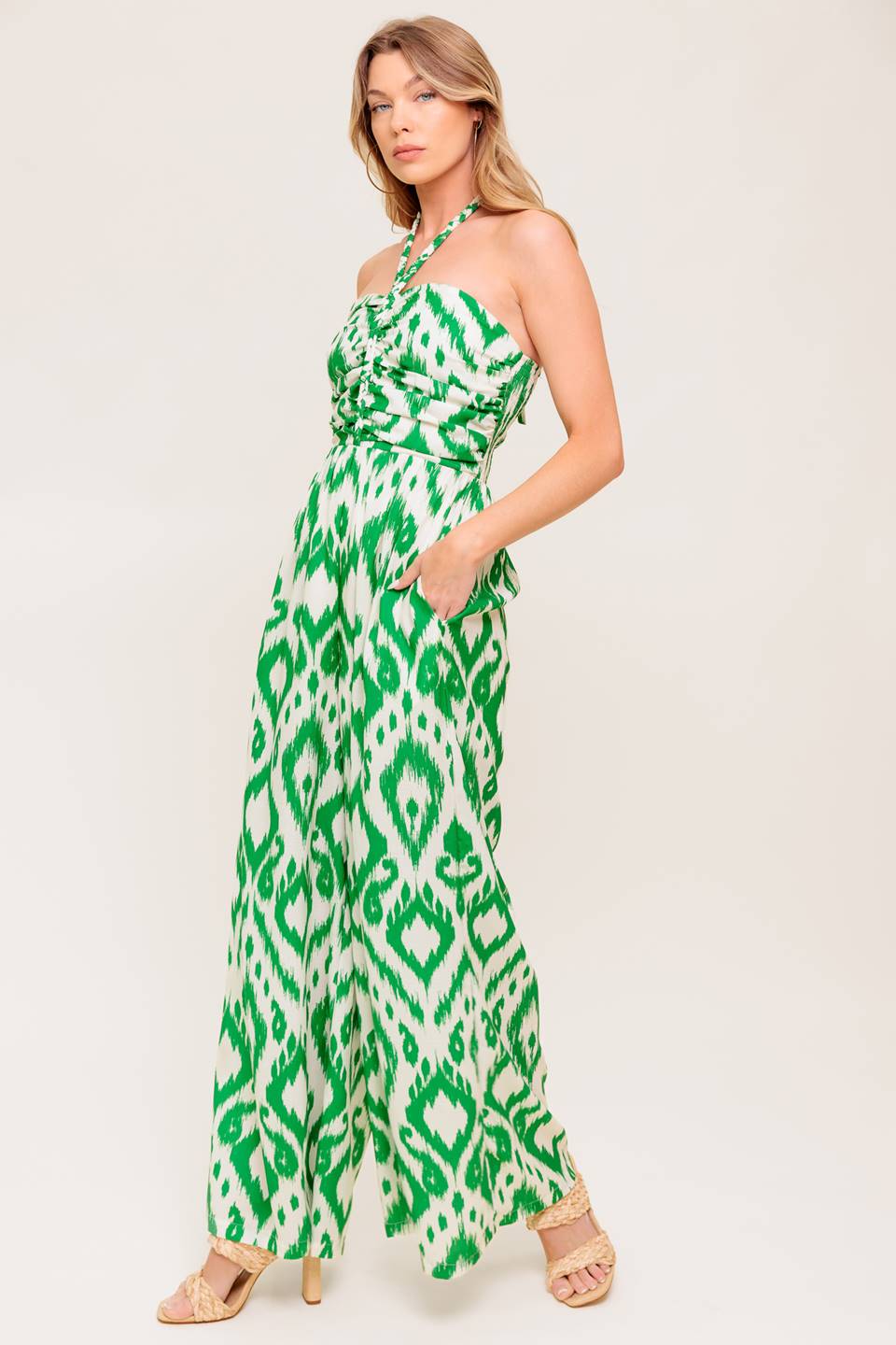 ANGELIC TOUCH GREEN WOVEN JUMPSUIT