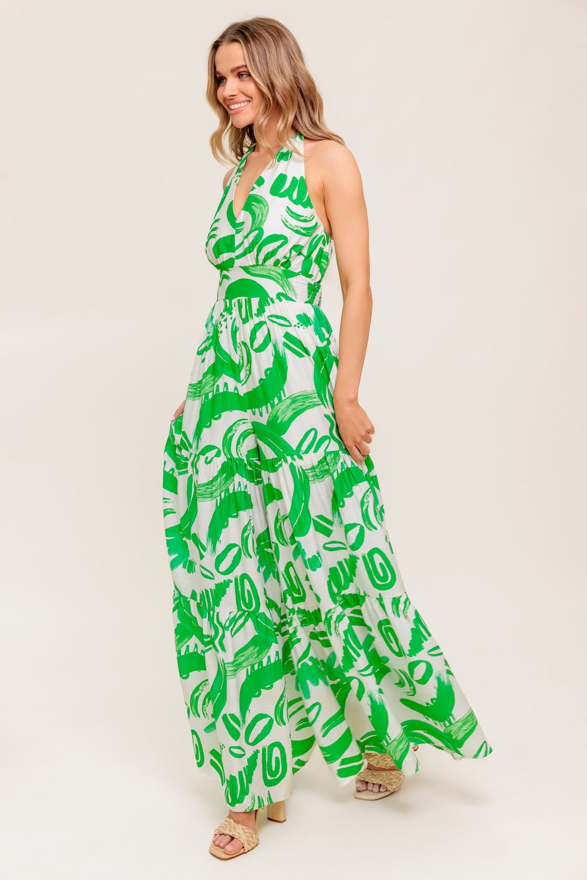 GARDEN WHISPER GREEN WOVEN JUMPSUIT