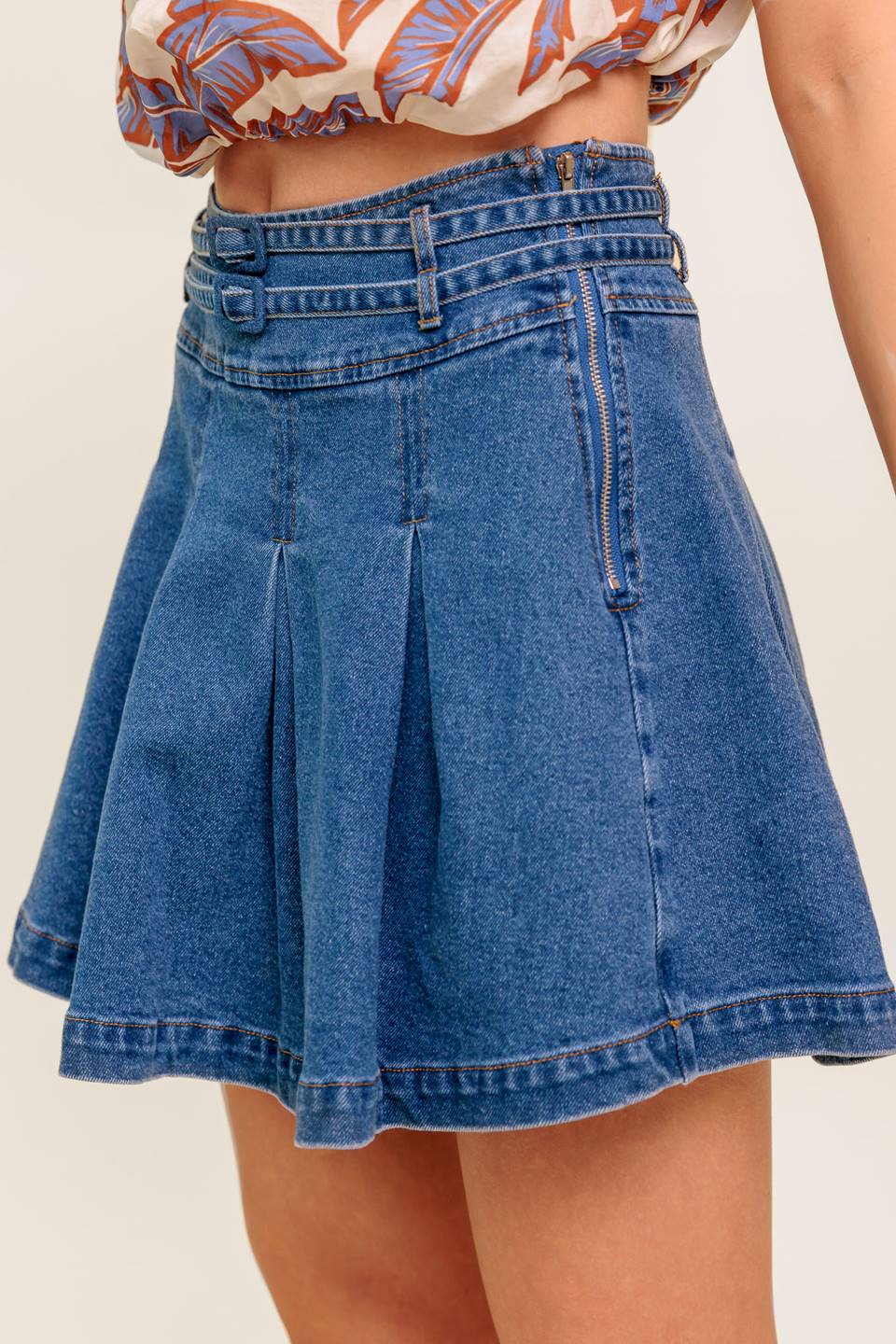 DREAMMIST MEDIUM INDIGO DENIM SKORT
