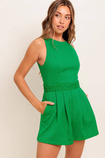 GENTLE KISS GREEN WOVEN ROMPER