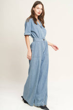 QUIET LUXURY LIGHTWEIGHT DENIM JUMPSUIT