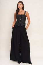MIDNIGHT PARISIENNE WOVEN JUMPSUIT