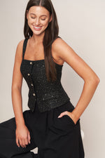 MIDNIGHT PARISIENNE WOVEN JUMPSUIT