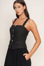 MIDNIGHT PARISIENNE WOVEN JUMPSUIT