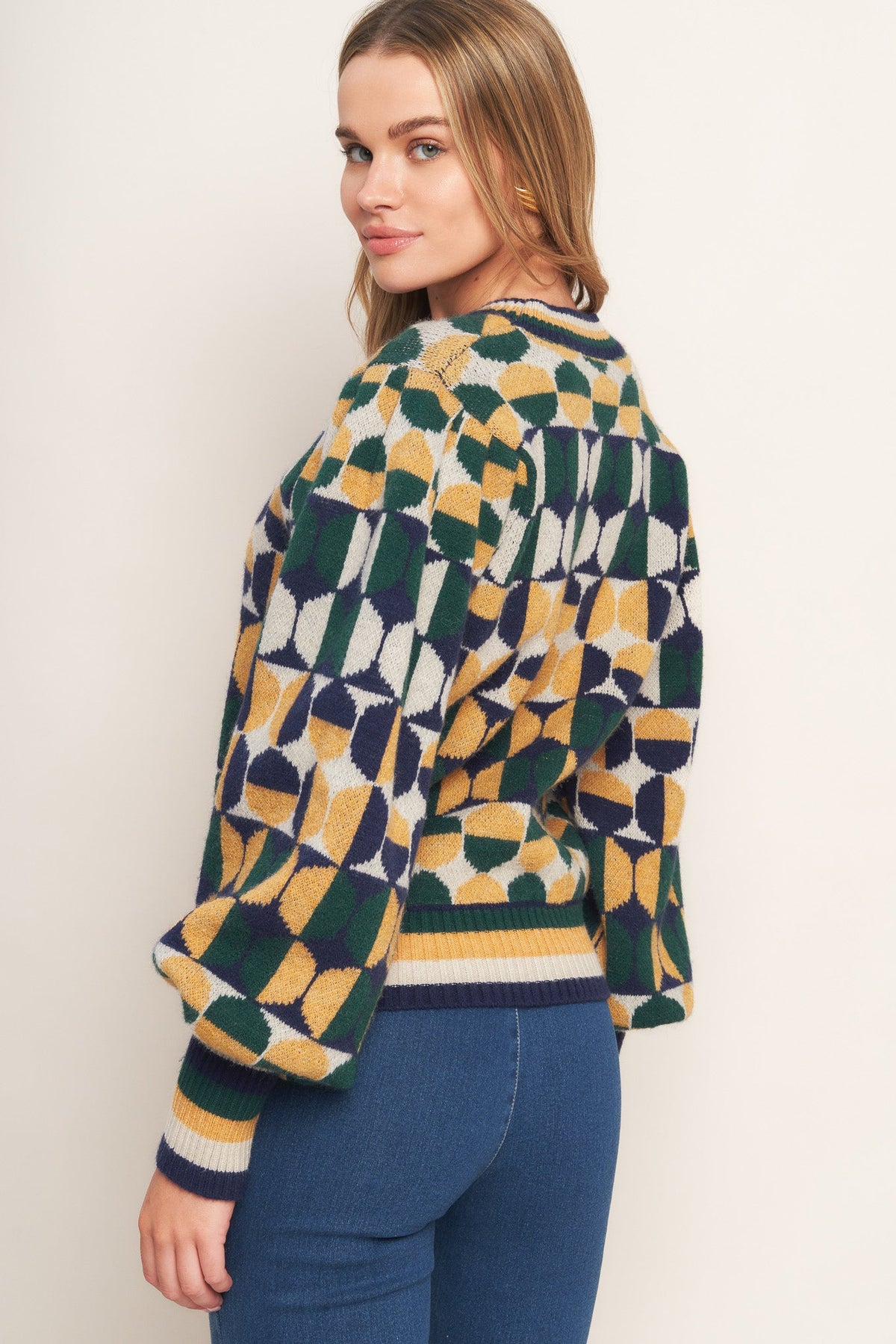 CHEER YOU ON JACQUARD SWEATER TOP