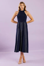 TIME FOR CHEER NAVY SWEATER MIDI DRESS