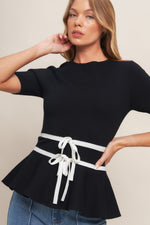 SUNLIT GROVE BLACK SWEATER KNIT TOP