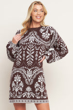 TERRA TAPESTRY SWEATER KNIT MINI DRESS