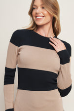 MODERN ATTITUDE STRIIP SWEATER MIDI DRESS