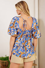 JUST HAVING FUN BLUE WOVEN TOP