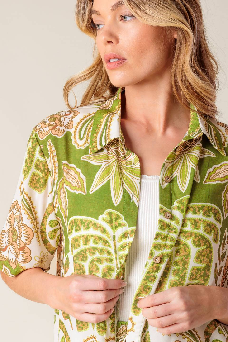 DISTANT ECHOES GREEN WOVEN SHIRT