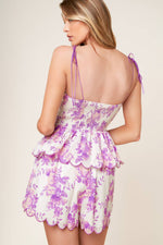 DARING DIVA LAVENDER WOVEN TOP AND SHORTS SET