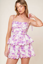 DARING DIVA LAVENDER WOVEN TOP AND SHORTS SET
