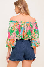 LOVING VOW GREEN WOVEN TOP