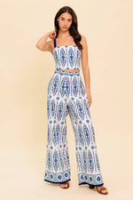 MODERN APPROACH NAVY WOVEN TOP AND PANT SET