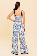 MODERN APPROACH NAVY WOVEN TOP AND PANT SET