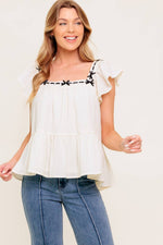 CELESTIAL CRUSH CREAM WOVEN TOP