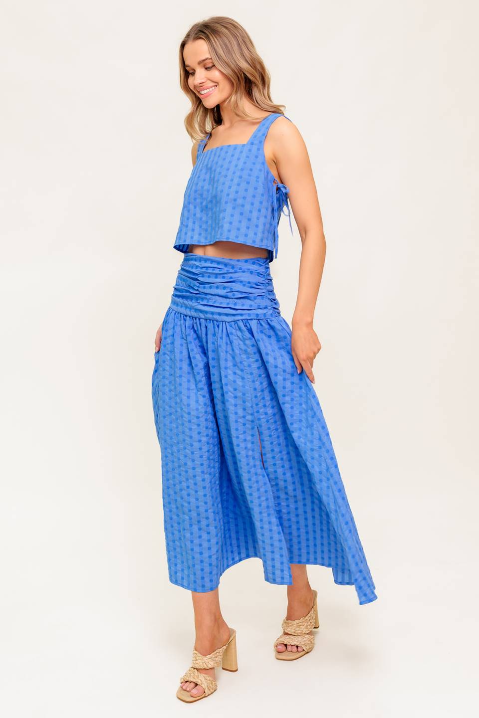 URBAN AFFAIR BLUE TOP AND SKIRT SET
