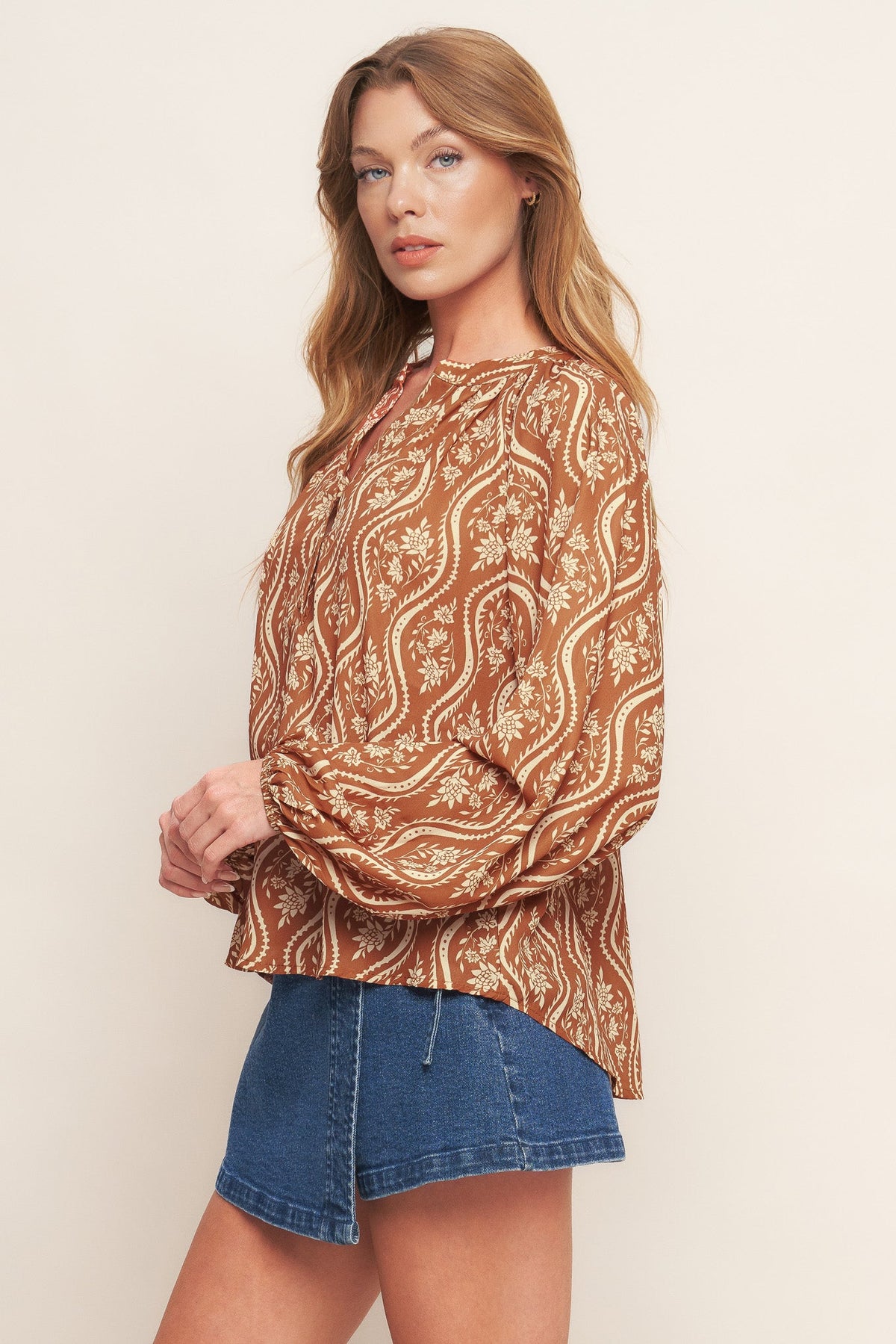 ANGELIC SWEETIE BROWN WOVEN TOP